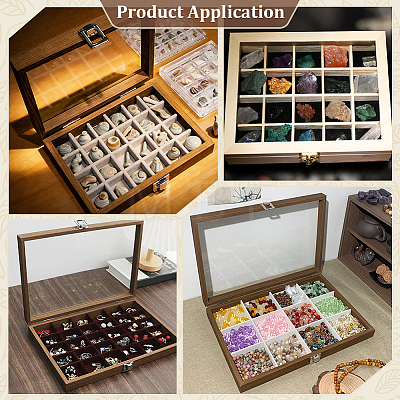 1Pc Detachable 9-Grid Wooden Storage Gift Boxes AJEW-PH0010-33-1