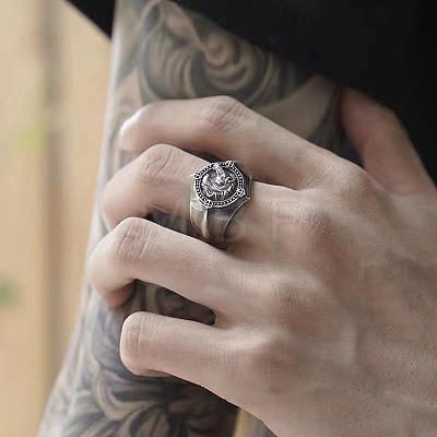 Retro War Horse Pattern Alloy Cuff Rings for Men FS-WGC2812-01-1