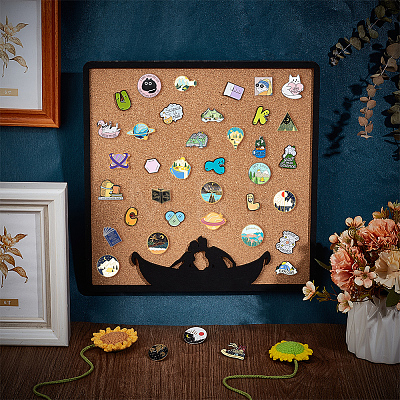 Hexagon Wall Mounted Brooch Jewelry Display Cork Tray ODIS-WH0329-84B-1
