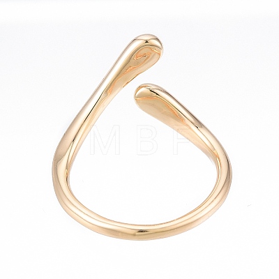 Brass Teardrop Open Cuff Ring for Women X-RJEW-T001-90G-1