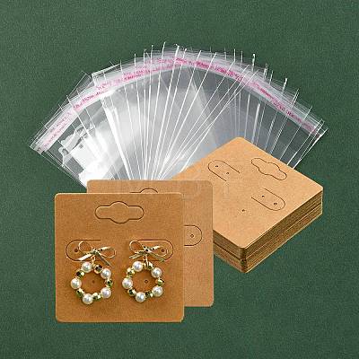 30Pcs Kraft Paper Earring Display Cards with Hanging Hole EDIS-YW0001-05-1