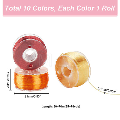 10 Rolls 10 Colors Polyester High Gloss Single-Strand Thread OCOR-WH0047-55-1