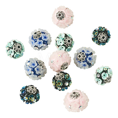12Pcs 4 Styles Handmade Resin Indonesia Round Beads IPDL-TA0001-06-1