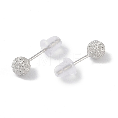 Anti-Tarnish Rhodium Plated 999 Sterling Silver Texture Round Stud Earrings for Women EJEW-S215-08P-1