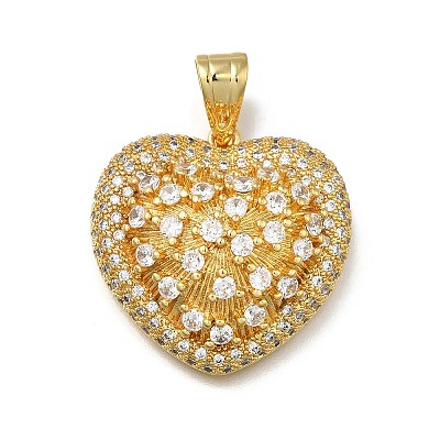 Brass Micro Pave Cubic Zirconia Pendants KK-C090-45G-02-1