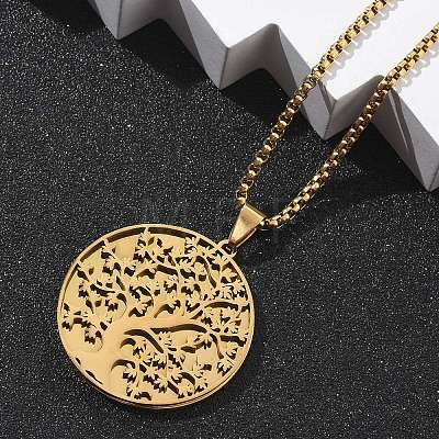 304 Stainless Steel Pendant Necklaces NJEW-Z058-03G-1