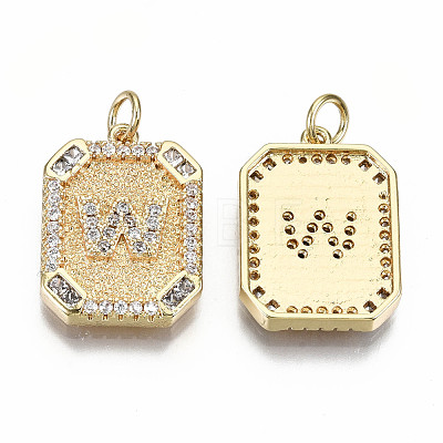 Brass Micro Pave Clear Cubic Zirconia Pendants KK-S356-234W-G-NF-1