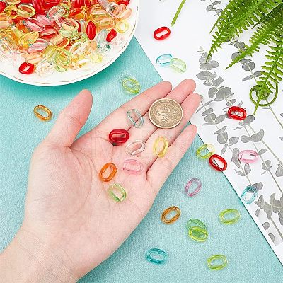 SUPERFINDINGS 700Pcs 7 colors Transparent Acrylic Linking Rings TACR-FH0001-08-1