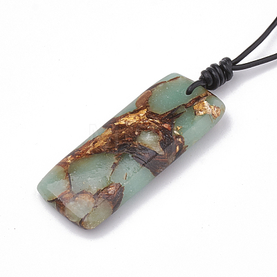 Assembled Bronzite and Aqua Terra Jasper Pendant Necklaces NJEW-S202-002-1