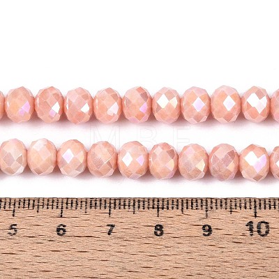 Anti-Tarnish Electroplate Rondelle Glass Beads Strands EGLA-T021-8mm-17-10-1