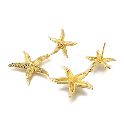 Rack Plating Starfish Brass Stud Earrings EJEW-H016-25G-1