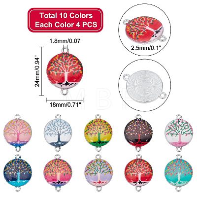   40Pcs 10 Colors Zinc Alloy Enamel Connector Charms ENAM-PH0002-40-1