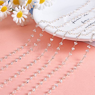 Clear Cubic Zirconia Chips Beaded Chains JX589A-01-1