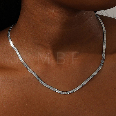 Stainless Steel Herringbone Chain Necklace for Women NW8434-2-1