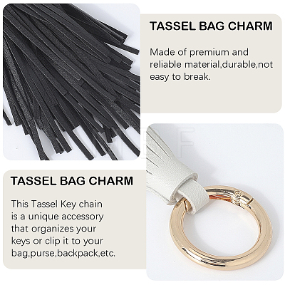 2Pcs 2 Colors PU Leather Tassel Pendan Keychains FIND-CL0001-88C-1