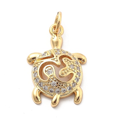 Rack Plating Brass with Cubic Zirconia Pendants KK-Q017-01A-G-1