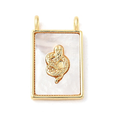 Brass Pave Natural White Shell Pendants KK-S522-02A-G-1