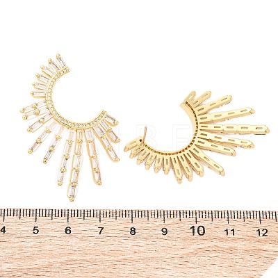 Cubic Zirconia Sun Stud Earrings EJEW-G341-07G-1