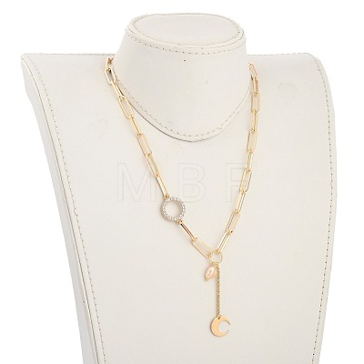 Moon Brass Lariat Necklaces NJEW-JN03041-01-1