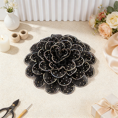Polyester Flower Brooches JEWB-WH0020-130A-1