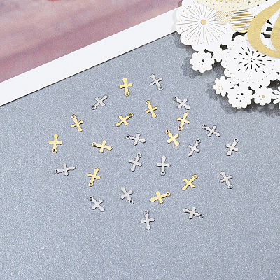100Pcs 2 Colors 304 Stainless Steel Charms STAS-CJ0001-158-1