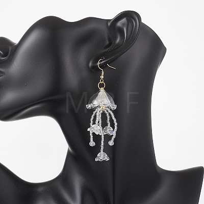Jellyfish Acrylic & Glass Seed Bead Dangle Earrings EJEW-MZ00665-02-1