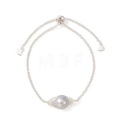 Natural Pearl Link Slider Bracelet BJEW-JB09449-02-1