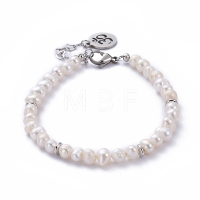Natural Cultured Freshwater Pearl Beaded Bracelets BJEW-JB05257-1
