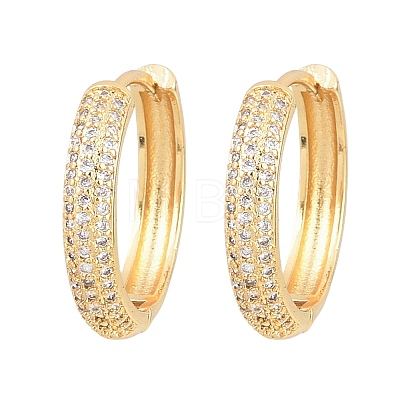 Brass Clear Cubic Zirconia Hoop Earrings EJEW-A156-08A-G-1