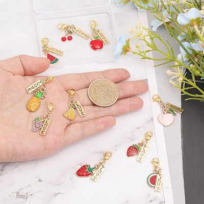 Fruit Theme Alloy Enamel Pendant Decorations HJEW-CA0001-44-1