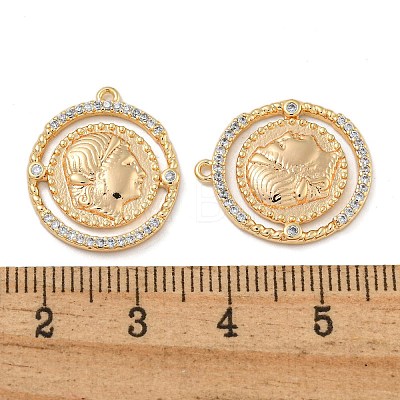 Brass Pave Clear Cubic Zirconia Pendants KK-N254-101G-1