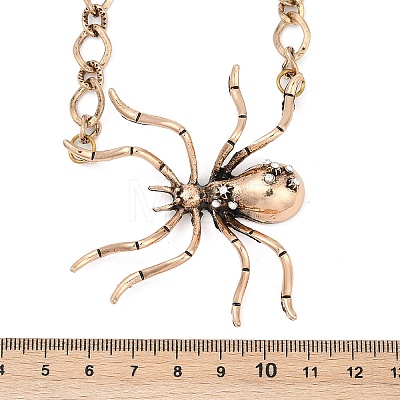 Alloy Crystal Rhiniestone Big Spider Pendant Necklaces for Women Men NJEW-H061-01AG-1