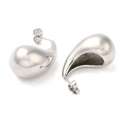 Rack Plating Brass Twist Teardrop Stud Earrings for Women EJEW-K247-02P-1