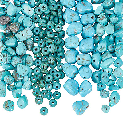 280Pcs 4 Styles Dyed Natural Magnesite and Synthetic Turquoise Beads G-SC0003-86-1