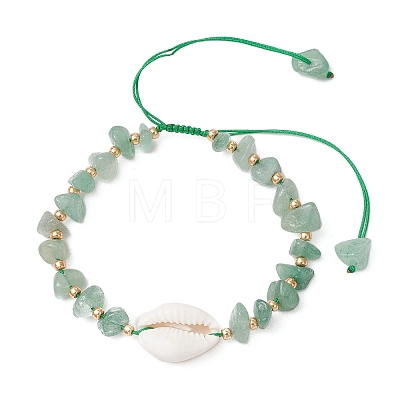 Adjustable Natural & Synthetic Gemstone Chips & Cowrie Shell Beads Braided Bead Bracelets for Women BJEW-MZ00336-1
