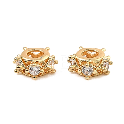 Brass Micro Pave Cubic Zirconia Beads KK-C155-13G-1