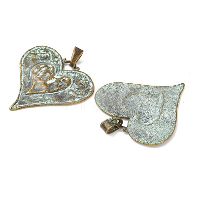 Heart Tibetan Style Alloy Big Pendants TIBEP-R342-10-RS-1