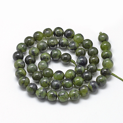 Natural Canadian Jade Beads Strands G-R446-10mm-08-1