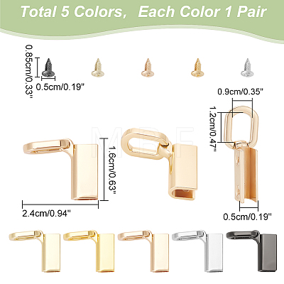 WADORN 5 Pairs 5 Colors Alloy Bag Suspension Clasps FIND-WR0009-71-1
