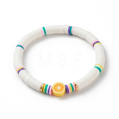 Handmade Polymer Clay Heishi Surfer Stretch Bracelet BJEW-JB08903-1