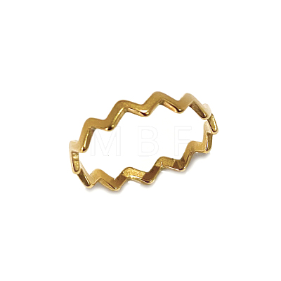 Ion Plating(IP) 201 Stainless Steel Wave Finger Ring for Women RJEW-G266-42G-1