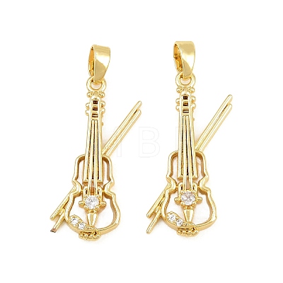Brass Micro Pave Clear Cubic Zirconia Pendants CU-CBABDE1-15G-1
