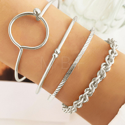 4Pcs 4 Styles Alloy Bangles WG70F83-08-1