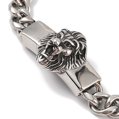 304 Stainless Steel Viking Lion Link Chain Bracelets for Men BJEW-B096-38AS-1