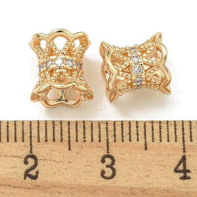 Rack Plating Brass Micro Pave Cubic Zirconia Beads KK-K386-04G-01-1