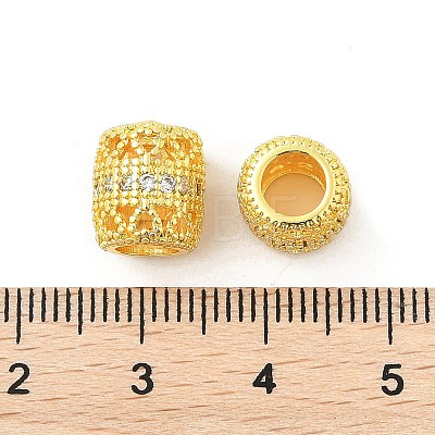 Brass Micro Pave Cubic Zirconia European Beads KK-P297-05G-01-1