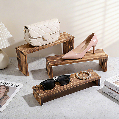 3Pcs 3 Sizes Rectangle Wooden Jewelry Organizer Display Riser Stands ODIS-WH0099-244B-1