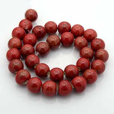 Handmade Fancy Antique Glazed Porcelain Ceramic Round Beads Strands PORC-L019-8mm-08-1