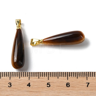 Natural Tiger Eye Teardrop Pendants G-Q005-03G-02-1