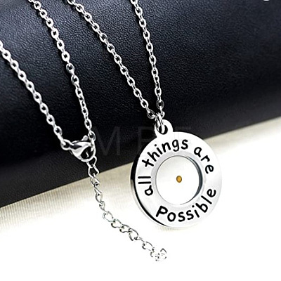 304 Stainless Steel with Mustard Seed Pendant Necklaces FS-WG8D6B2-01-1